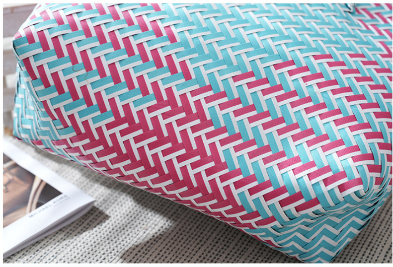 Woven Chevron Pattern Large Beach Tote Bag