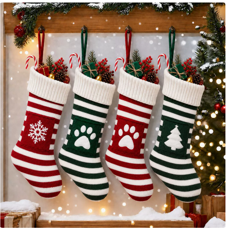 Multiple Styles Christmas Cable Knit Stockings