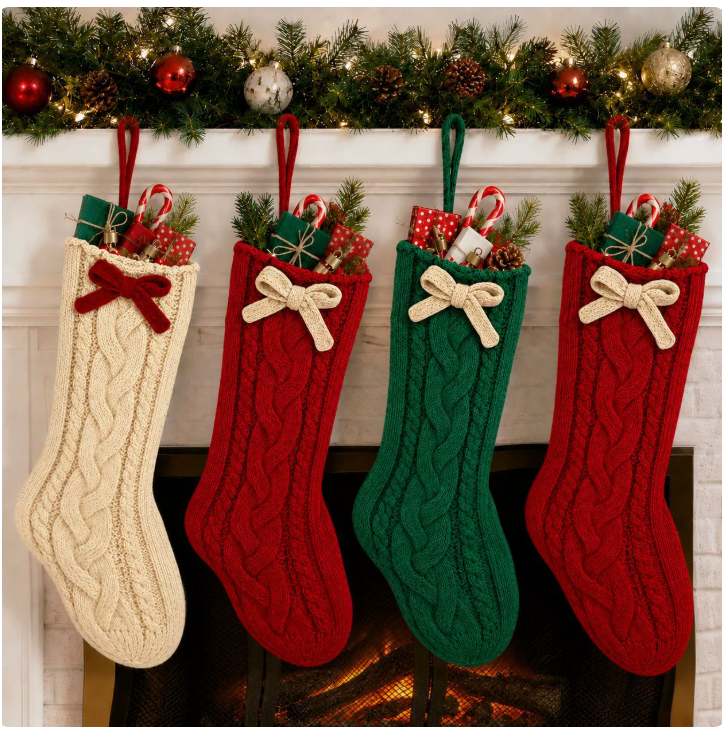 Multiple Styles Christmas Cable Knit Stockings