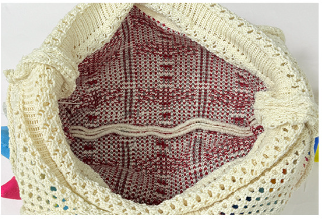 Cozy Crochet Fish Applique Fringe Tassels Shoulder Bag