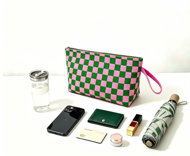Retro Striped Wristlet Clutch Bag