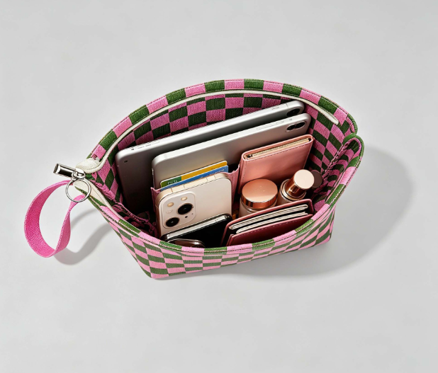 Retro Striped Wristlet Clutch Bag