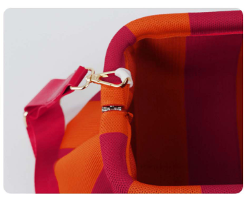 Striped Kiss Lock Adjustable Shoulder Strap Crossbody Bag