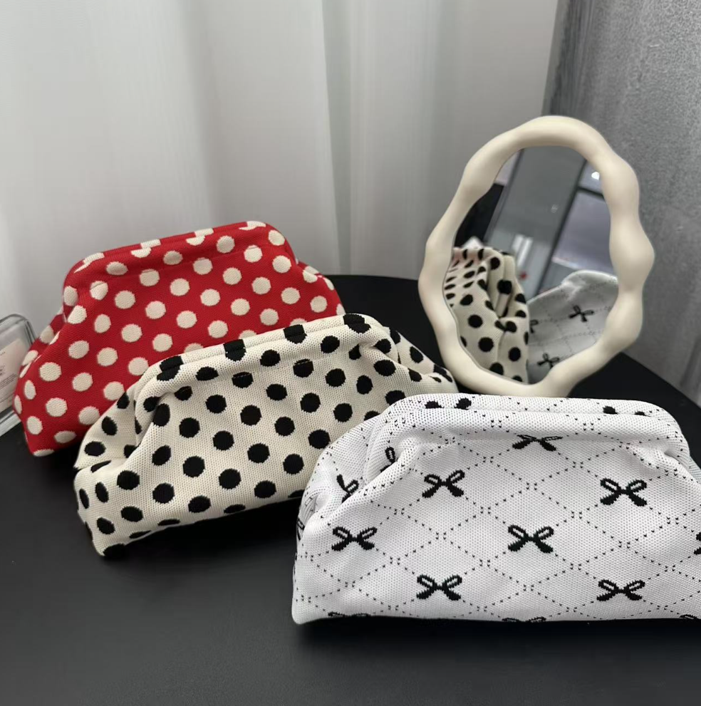 Assorted Geometric Patterns Soft Knit Clutch Bag
