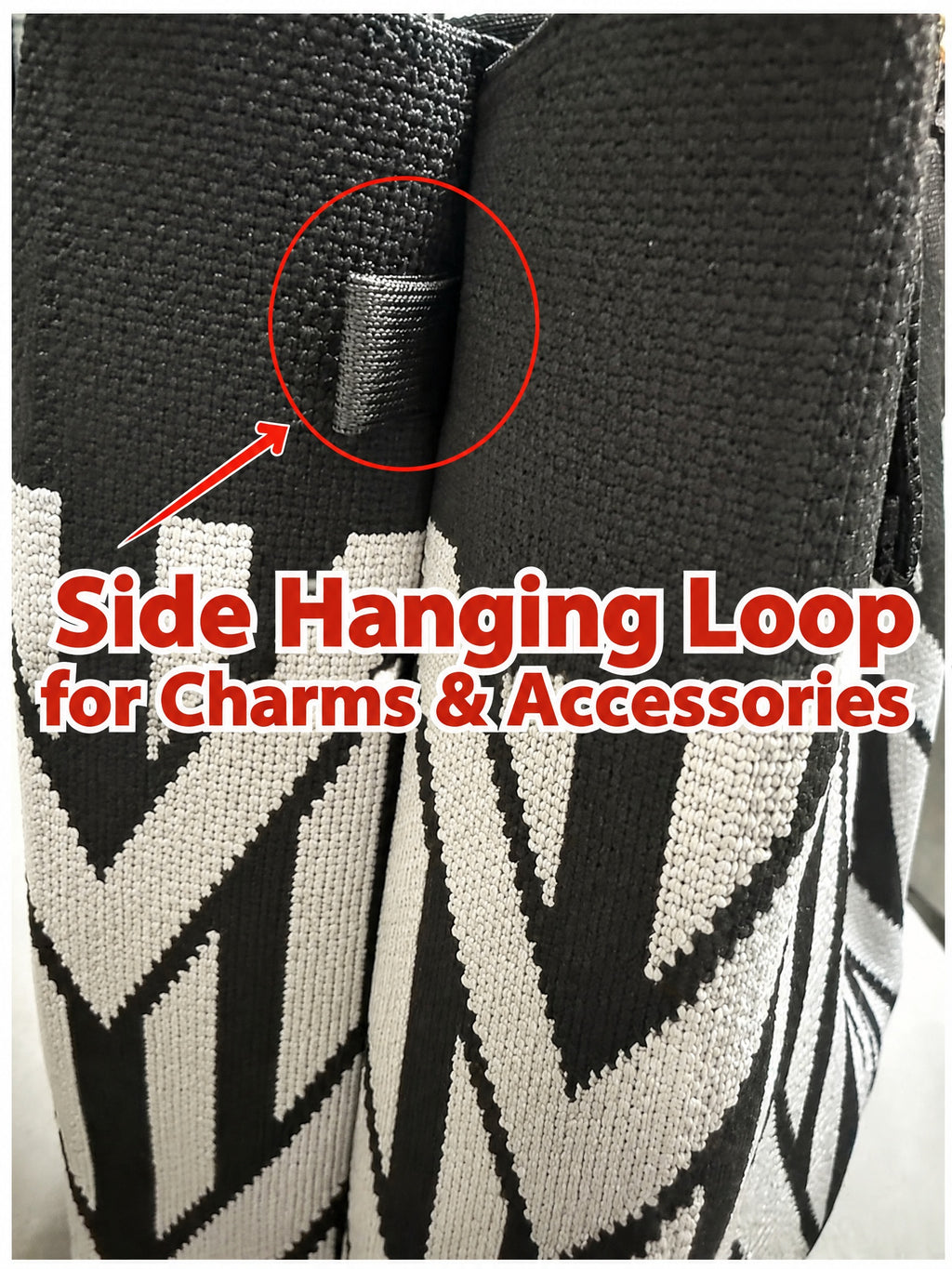 Boho Geometric Pattern Snap Closure Knit Tote Bag