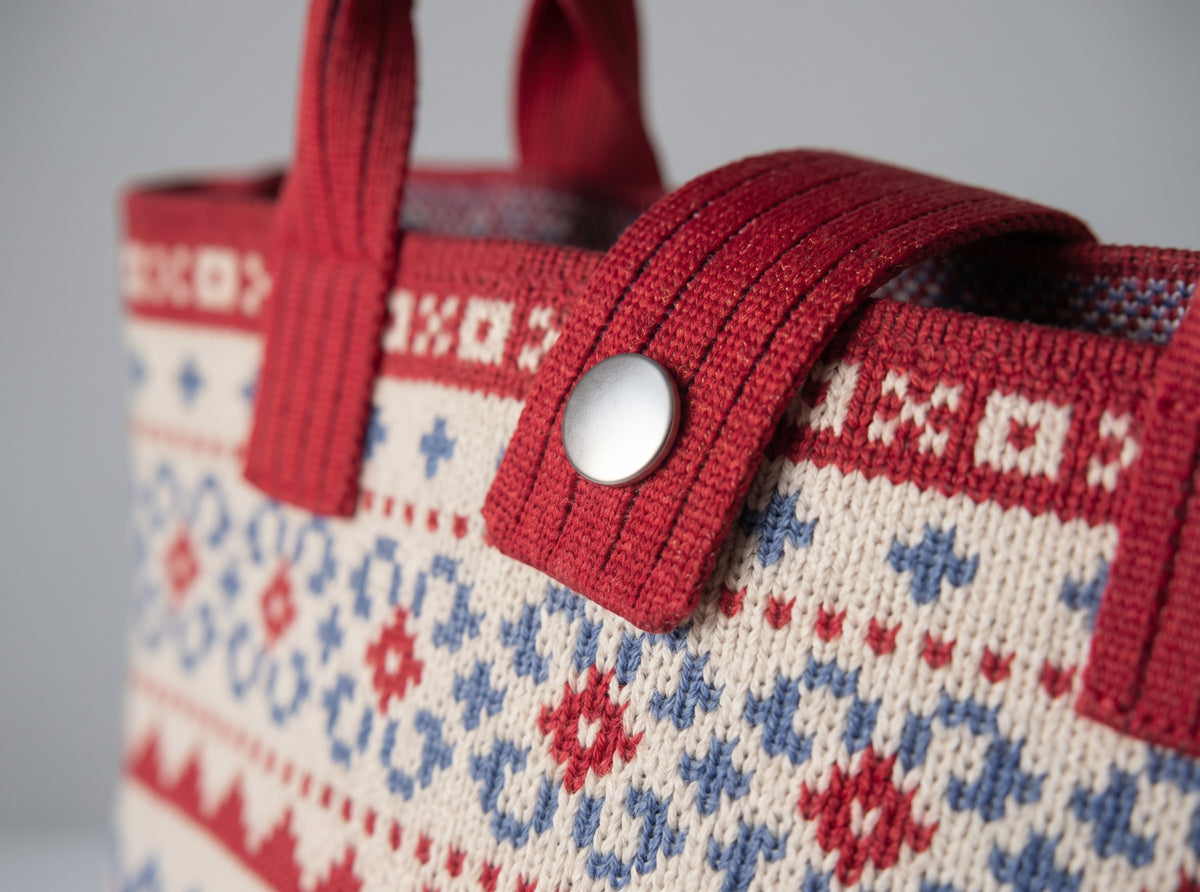 Boho Geometric Pattern Snap Closure Knit Tote Bag