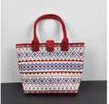 Boho Geometric Pattern Snap Closure Knit Tote Bag