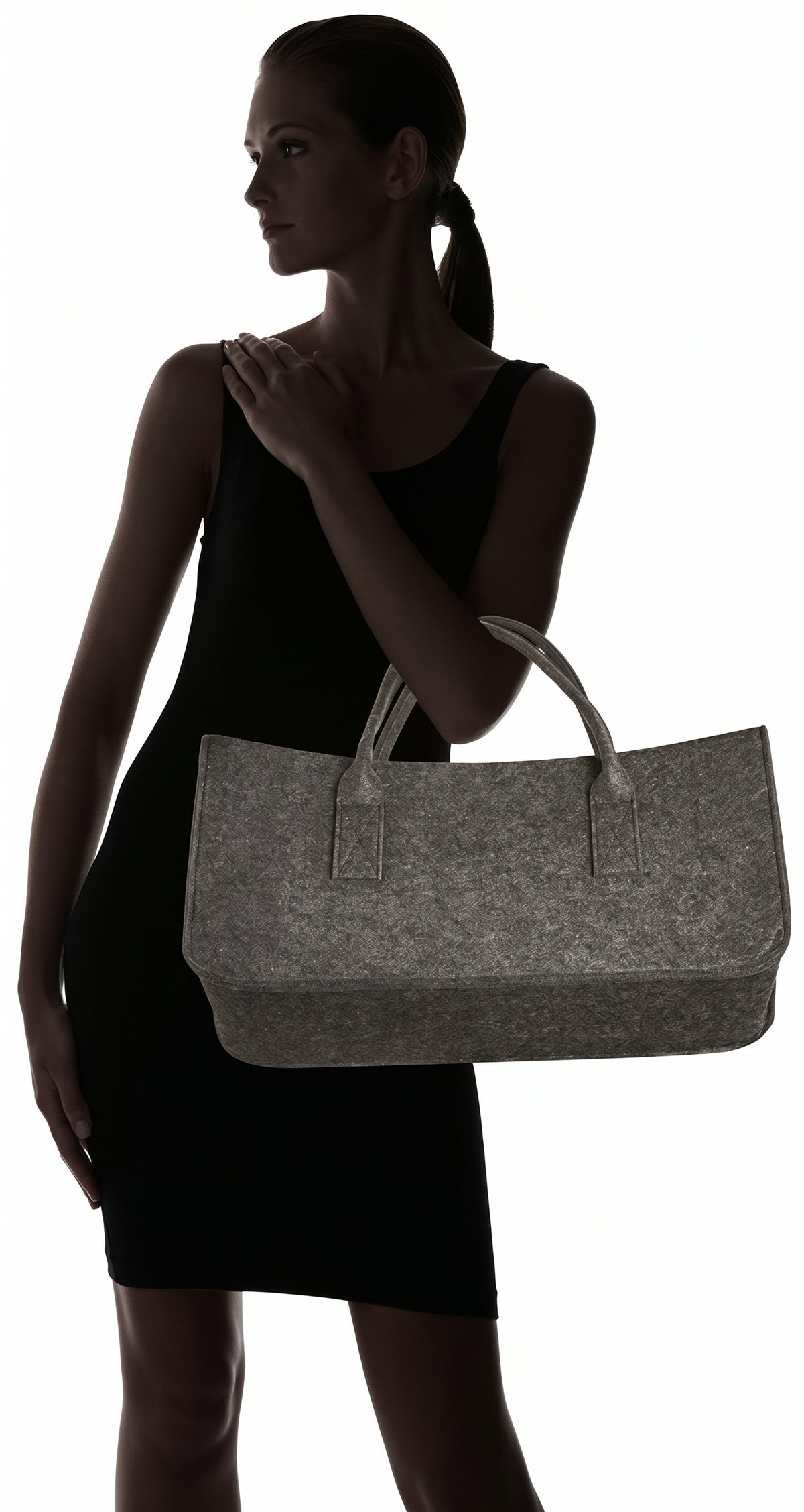 Customizable Structured Felt Reinforced Double Handles Tote