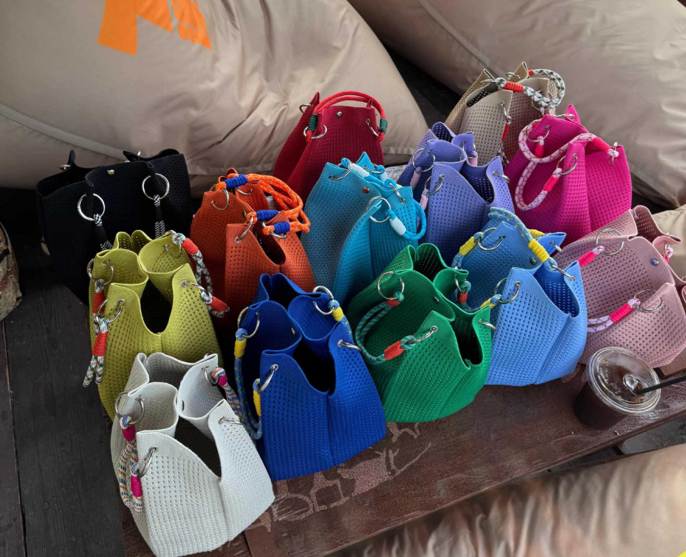 Colorful Crochet Knit Rope Handle Tote Bag