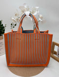 Textured Vertical Stripe Structured Tote