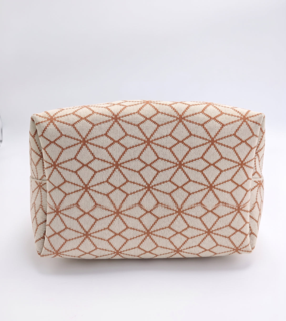 Geometric Print Snap Closure Long Shoulder Handles Knit Tote Bag