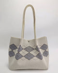 Geometric Diamond Pattern Long Shoulder Straps Tote Bag