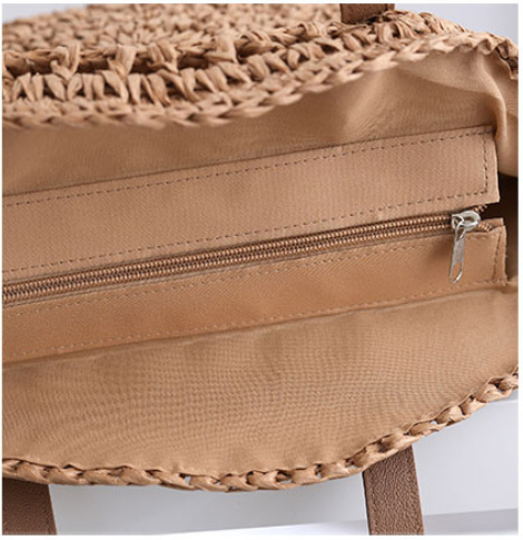 Boho Woven Straw Crochet Round Shoulder Bag