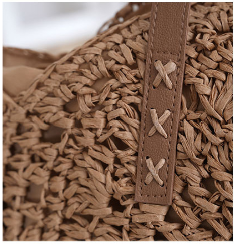 Boho Woven Straw Crochet Round Shoulder Bag