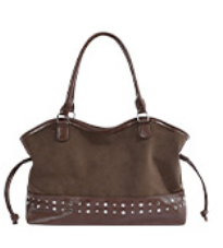 Vintage Suede Studded Shoulder Tote Bag